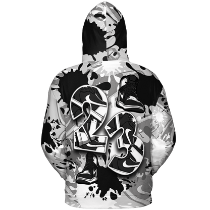 Retro High OG Black White 1s Hoodie Match Number 23 Paint Too Many Sneakers - NastyJamz