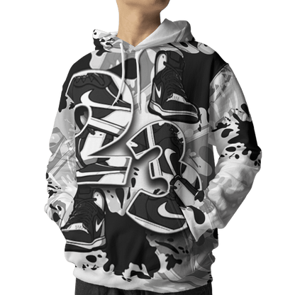 Retro High OG Black White 1s Hoodie Match Number 23 Paint Too Many Sneakers - NastyJamz