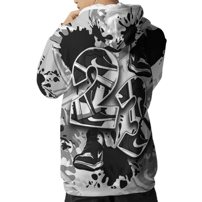 Retro High OG Black White 1s Hoodie Match Number 23 Paint Too Many Sneakers - NastyJamz