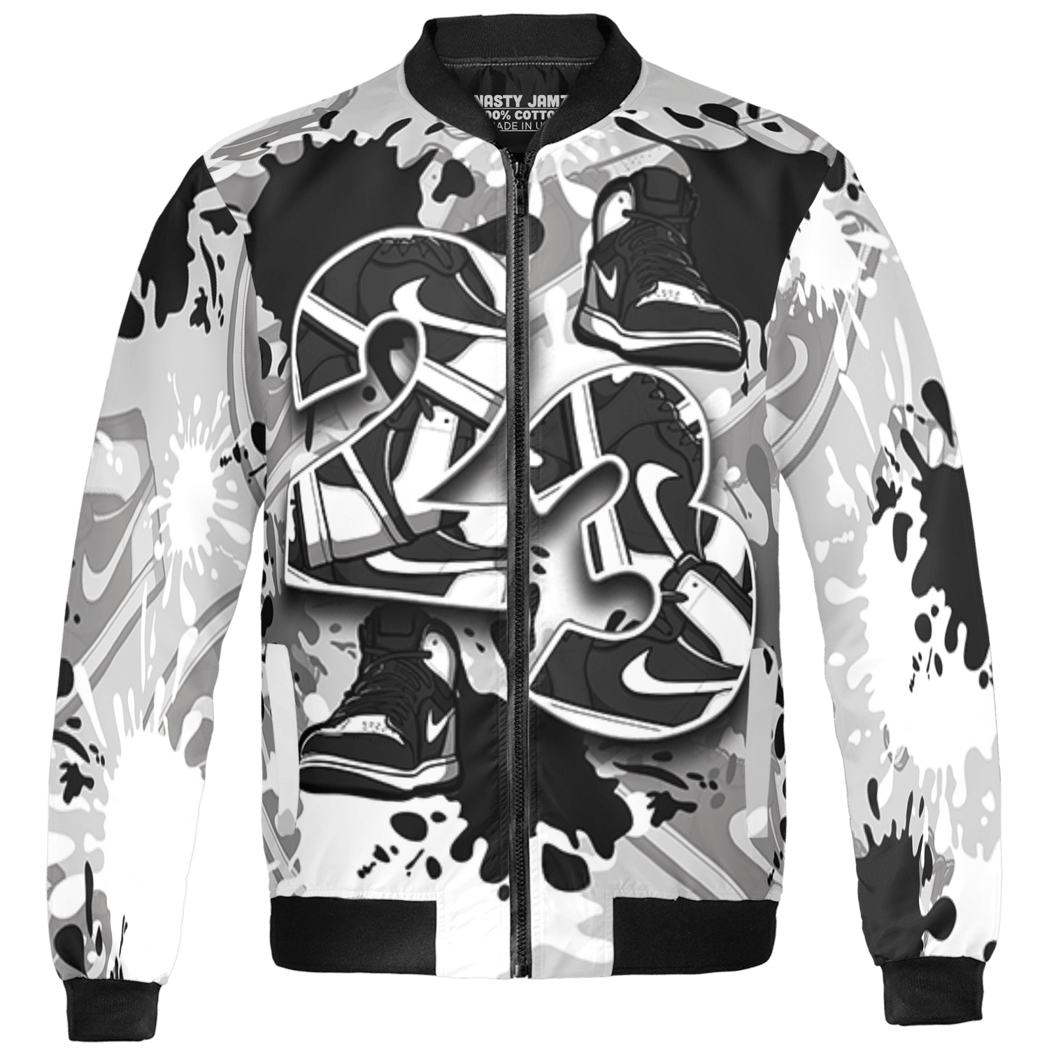 Retro High OG Black White 1s Jacket Match Number 23 Paint Too Many Sneakers - NastyJamz