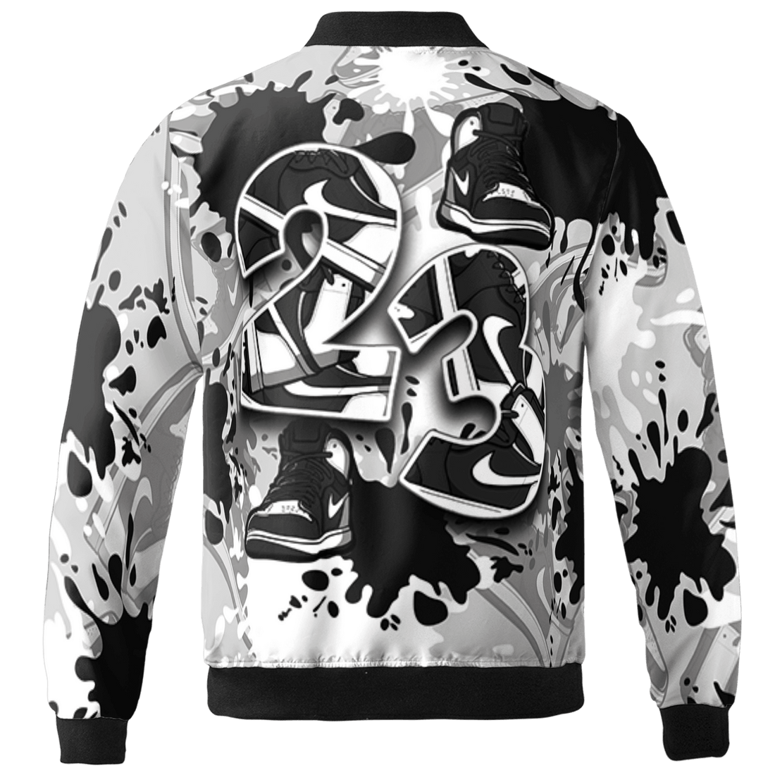 Retro High OG Black White 1s Jacket Match Number 23 Paint Too Many Sneakers - NastyJamz