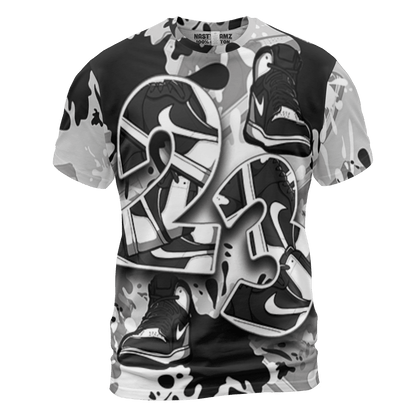 Retro High OG Black White 1s T Shirt Match Number 23 Paint Too Many Sneakers - NastyJamz