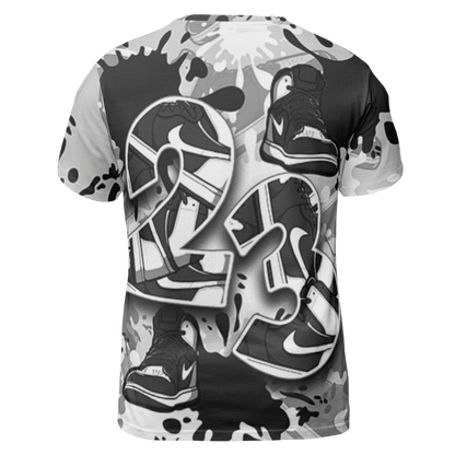 Retro High OG Black White 1s T Shirt Match Number 23 Paint Too Many Sneakers - NastyJamz