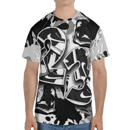 Retro High OG Black White 1s T Shirt Match Number 23 Paint Too Many Sneakers - NastyJamz