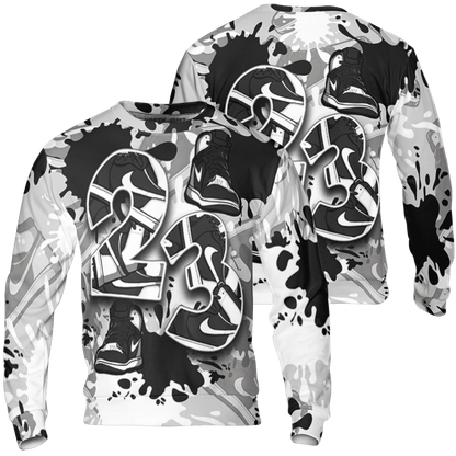 Retro High OG Black White 1s Sweatshirt Match Number 23 Paint Too Many Sneakers - NastyJamz