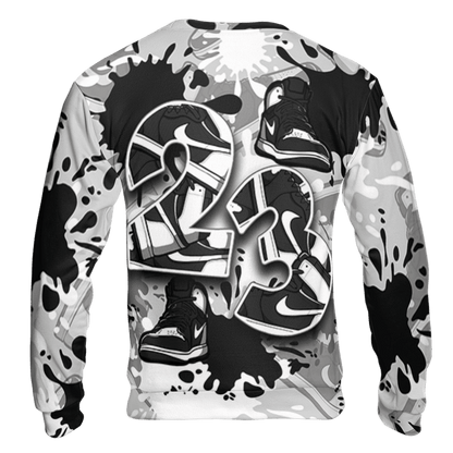 Retro High OG Black White 1s Sweatshirt Match Number 23 Paint Too Many Sneakers - NastyJamz