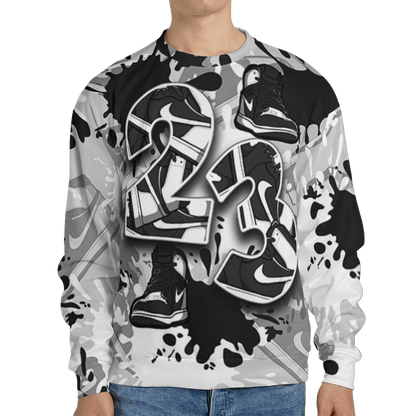 Retro High OG Black White 1s Sweatshirt Match Number 23 Paint Too Many Sneakers - NastyJamz