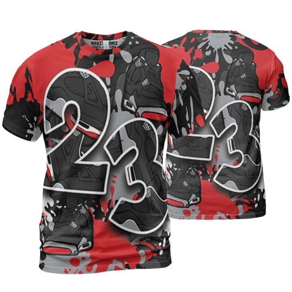 Bred Reimagined 4s T Shirt Match Number 23 Paint Too Many Sneakers - NastyJamz