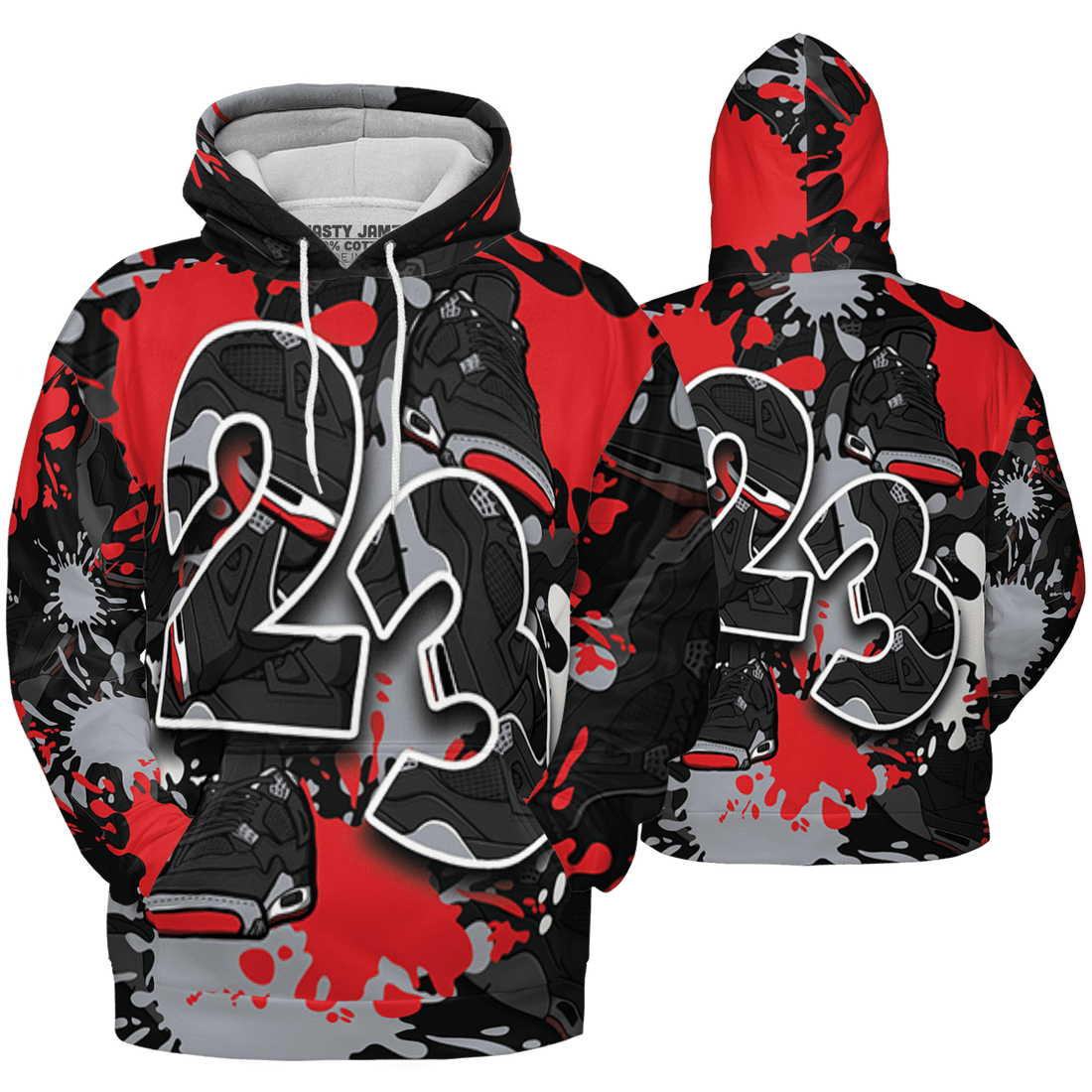 Bred Reimagined 4s Hoodie Match Number 23 Paint Too Many Sneakers - NastyJamz