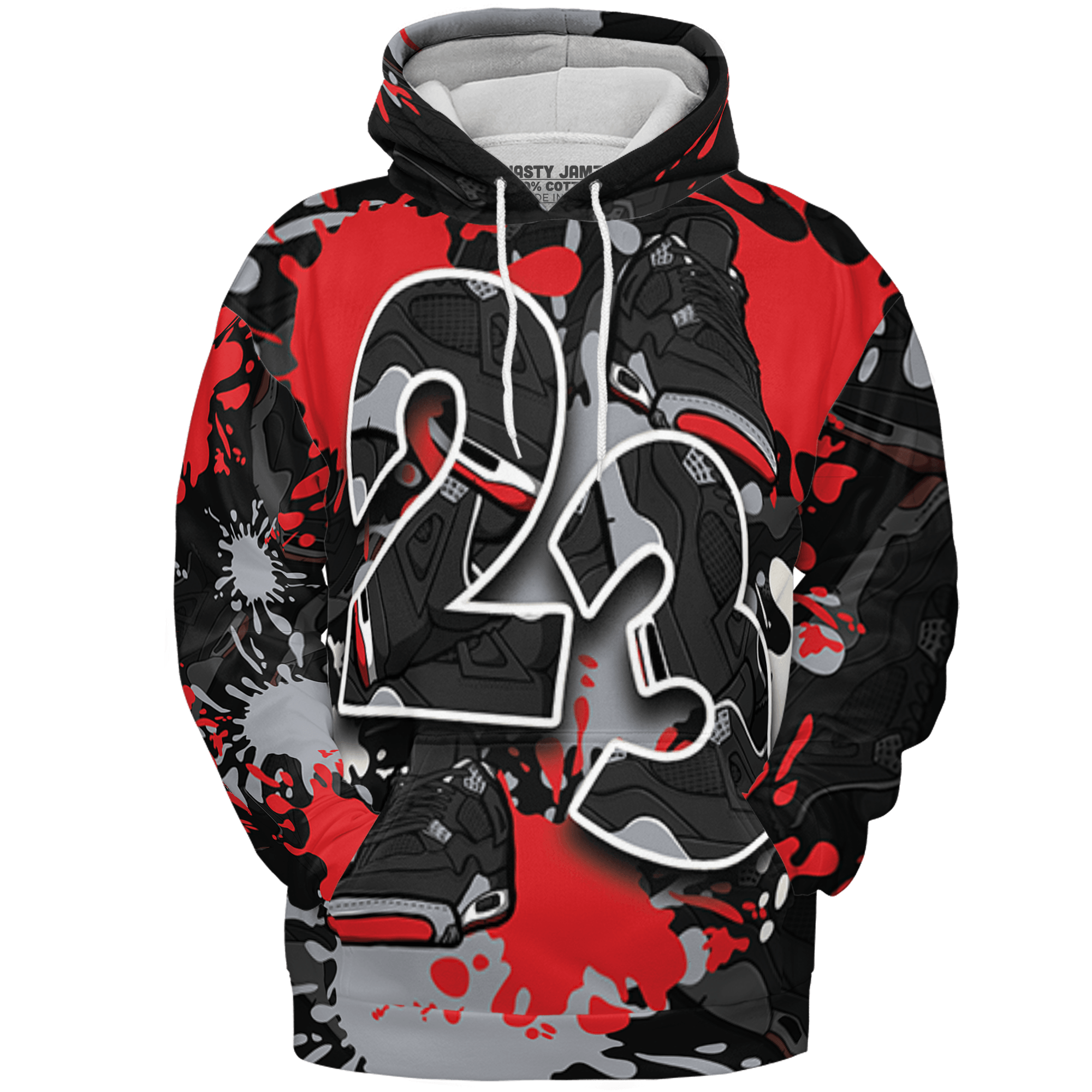 Bred Reimagined 4s Hoodie Match Number 23 Paint Too Many Sneakers - NastyJamz