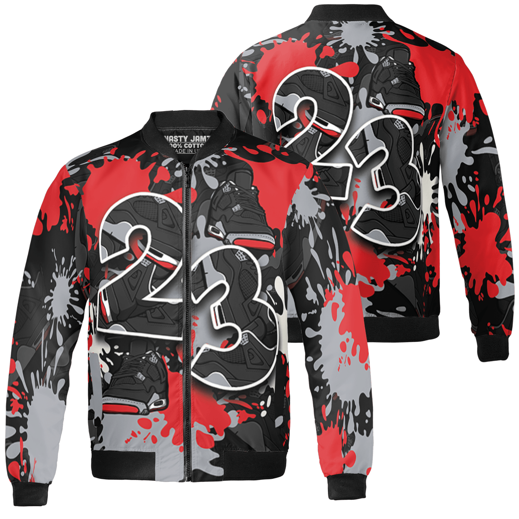 Bred Reimagined 4s Jacket Match Number 23 Paint Too Many Sneakers - NastyJamz