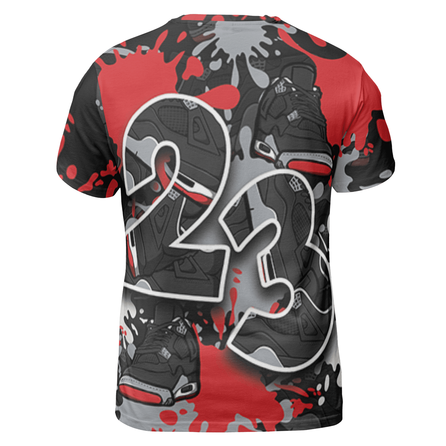 Bred Reimagined 4s T Shirt Match Number 23 Paint Too Many Sneakers - NastyJamz