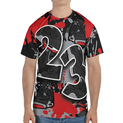 Bred Reimagined 4s T Shirt Match Number 23 Paint Too Many Sneakers - NastyJamz