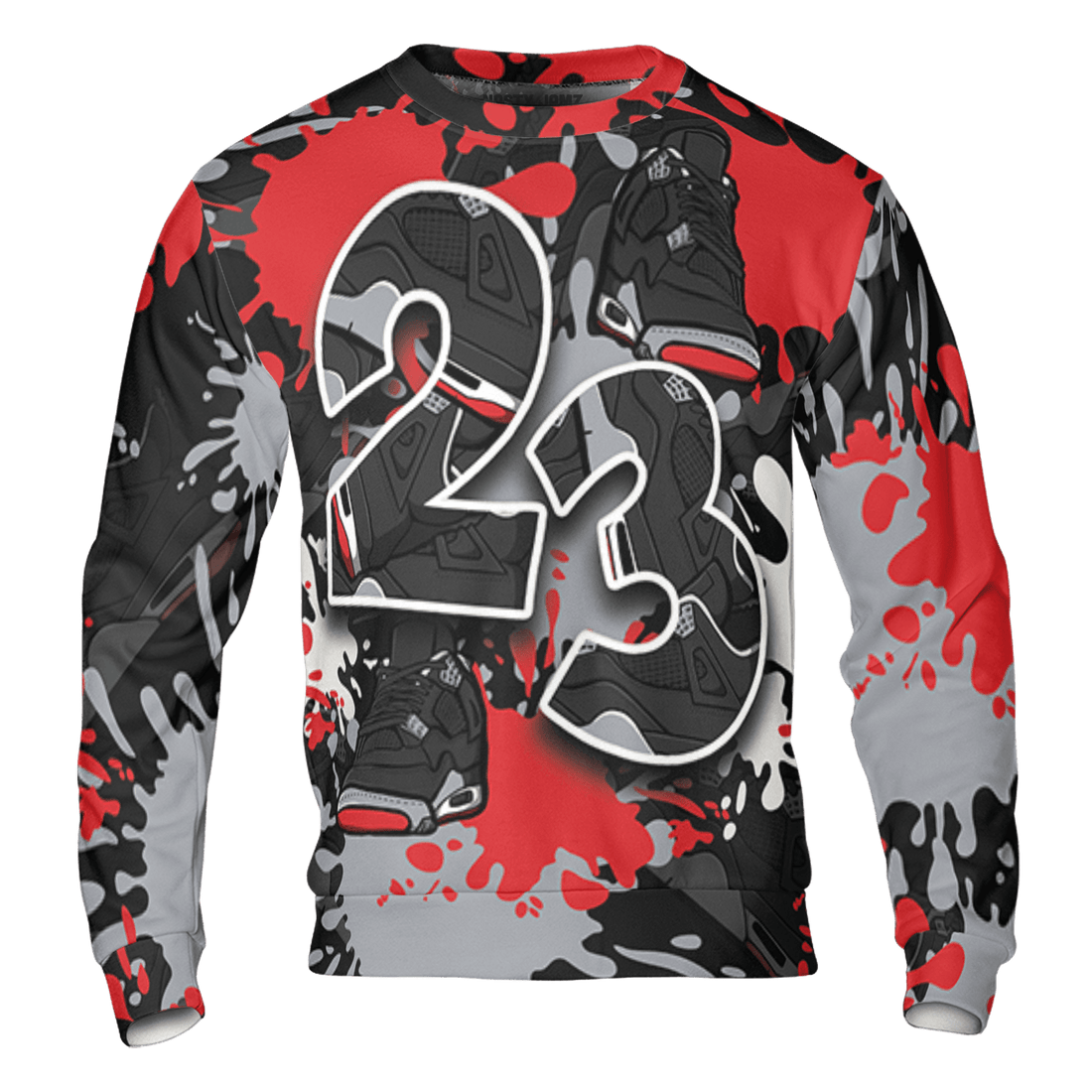 Bred Reimagined 4s Sweatshirt Match Number 23 Paint Too Many Sneakers - NastyJamz