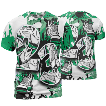 Lucky Green 5s T Shirt Match Number 23 Paint Too Many Sneakers - NastyJamz