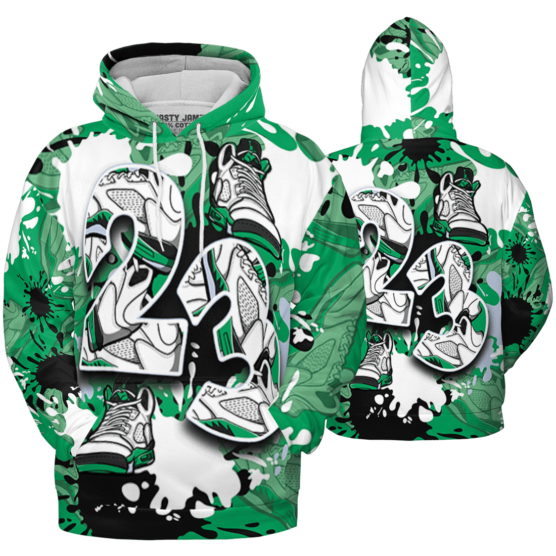 Lucky Green 5s Hoodie Match Number 23 Paint Too Many Sneakers - NastyJamz
