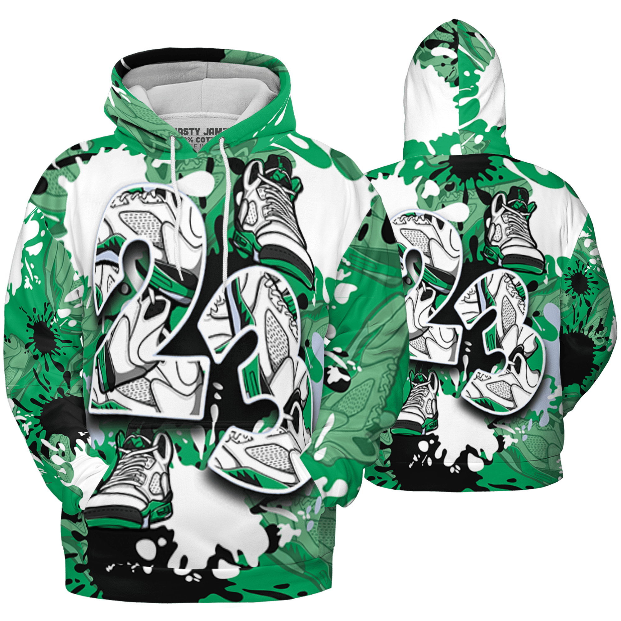 Lucky Green 5s Hoodie Match Number 23 Paint Too Many Sneakers - NastyJamz