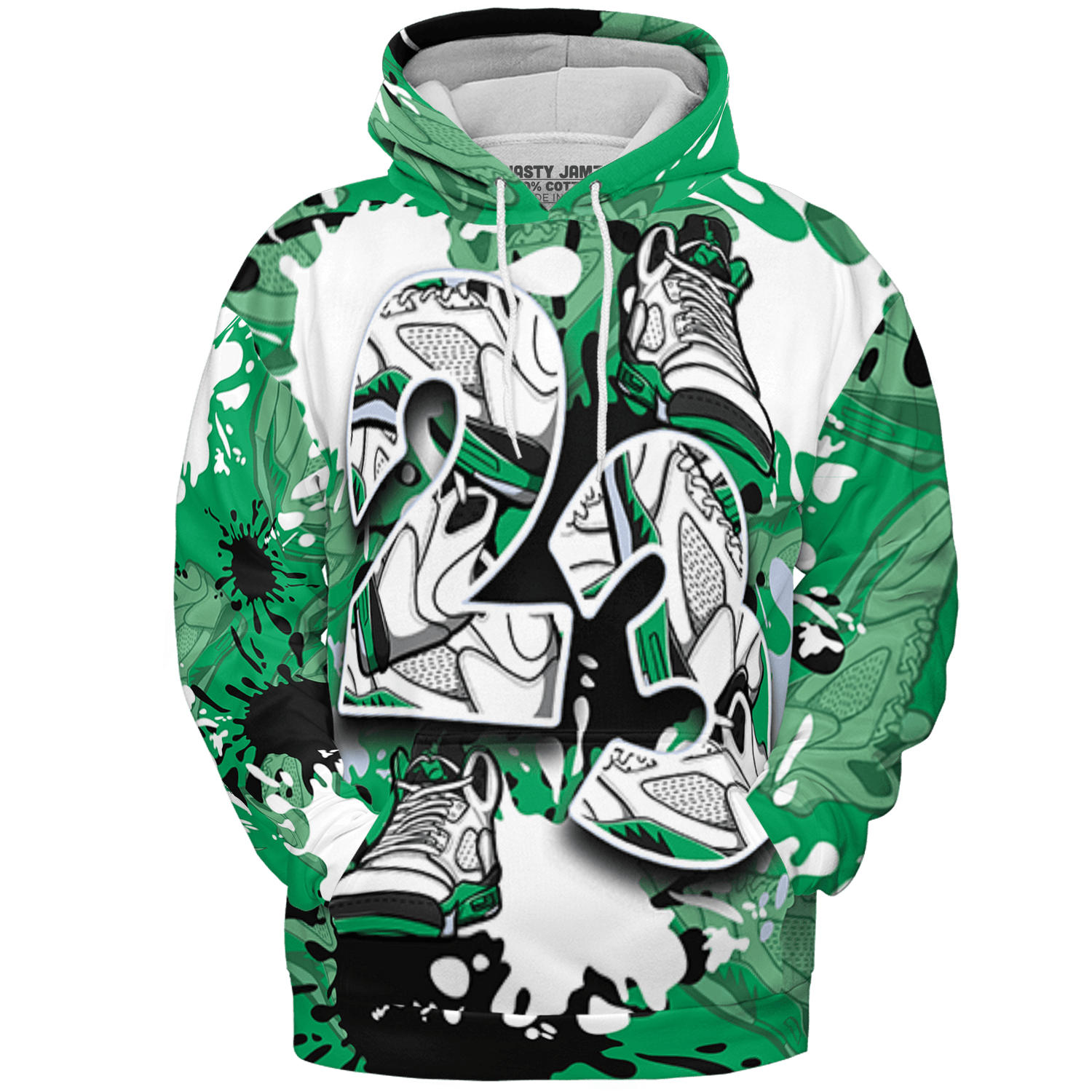 Lucky Green 5s Hoodie Match Number 23 Paint Too Many Sneakers - NastyJamz