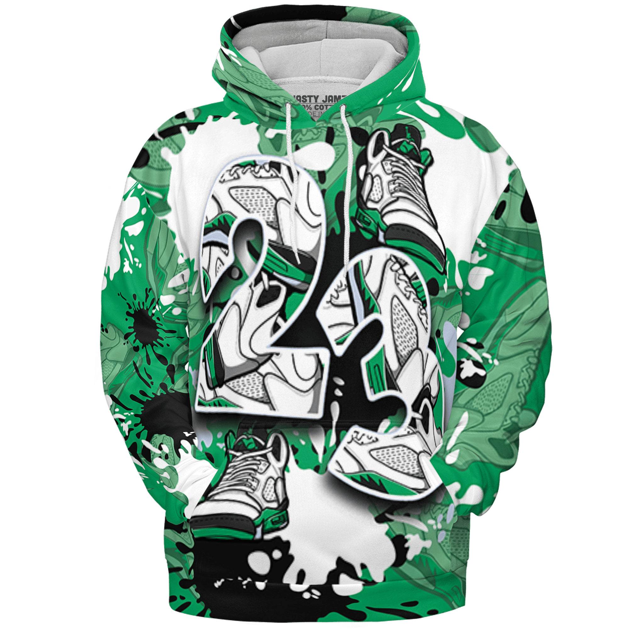 Lucky Green 5s Hoodie Match Number 23 Paint Too Many Sneakers - NastyJamz