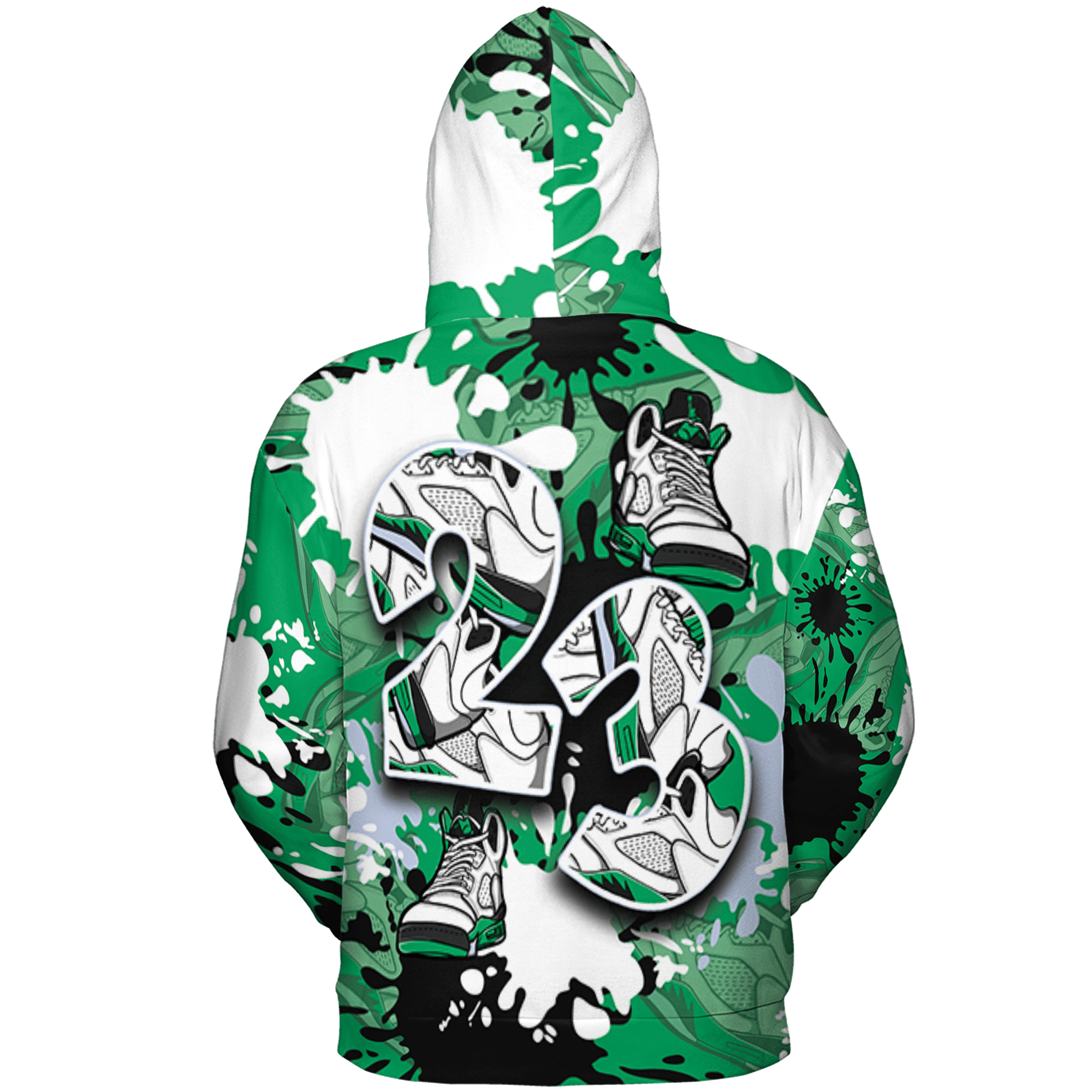 Lucky Green 5s Hoodie Match Number 23 Paint Too Many Sneakers - NastyJamz