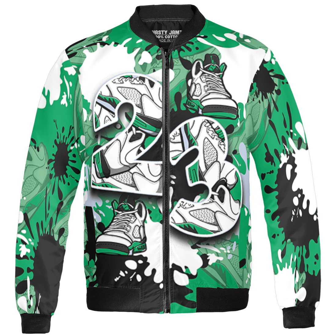 Lucky Green 5s Jacket Match Number 23 Paint Too Many Sneakers - NastyJamz