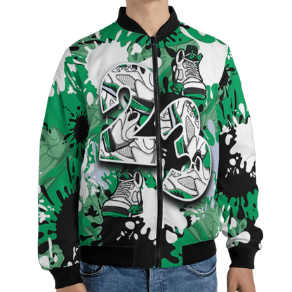 Lucky Green 5s Jacket Match Number 23 Paint Too Many Sneakers - NastyJamz