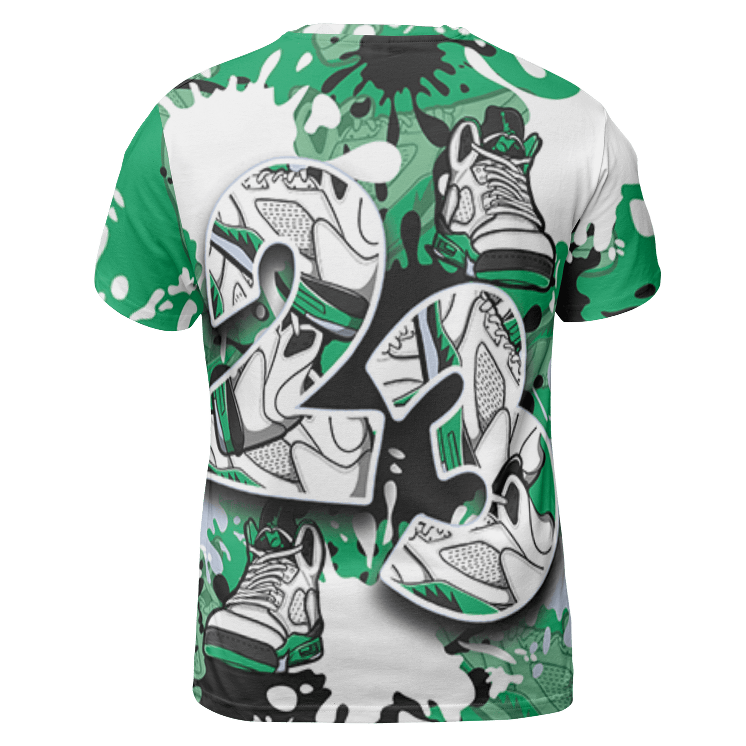 Lucky Green 5s T Shirt Match Number 23 Paint Too Many Sneakers - NastyJamz