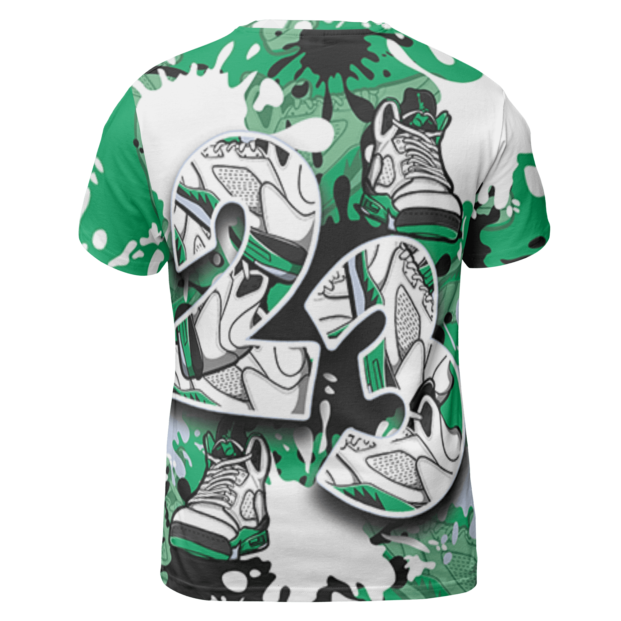 Lucky Green 5s T Shirt Match Number 23 Paint Too Many Sneakers - NastyJamz