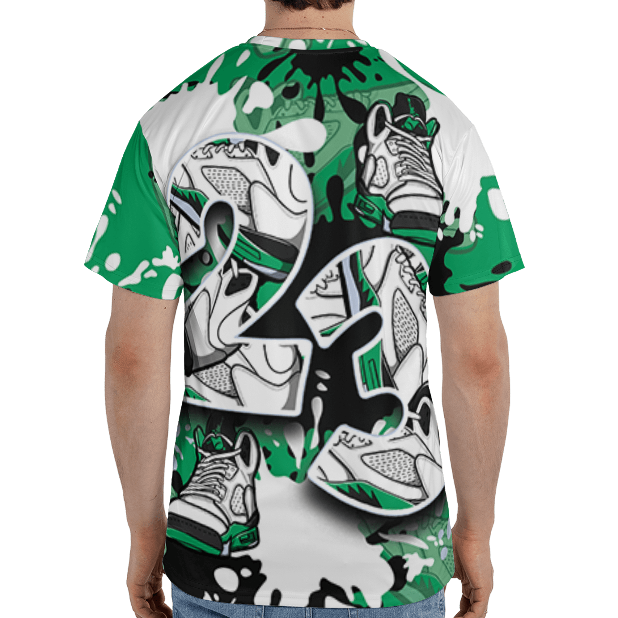 Lucky Green 5s T Shirt Match Number 23 Paint Too Many Sneakers - NastyJamz