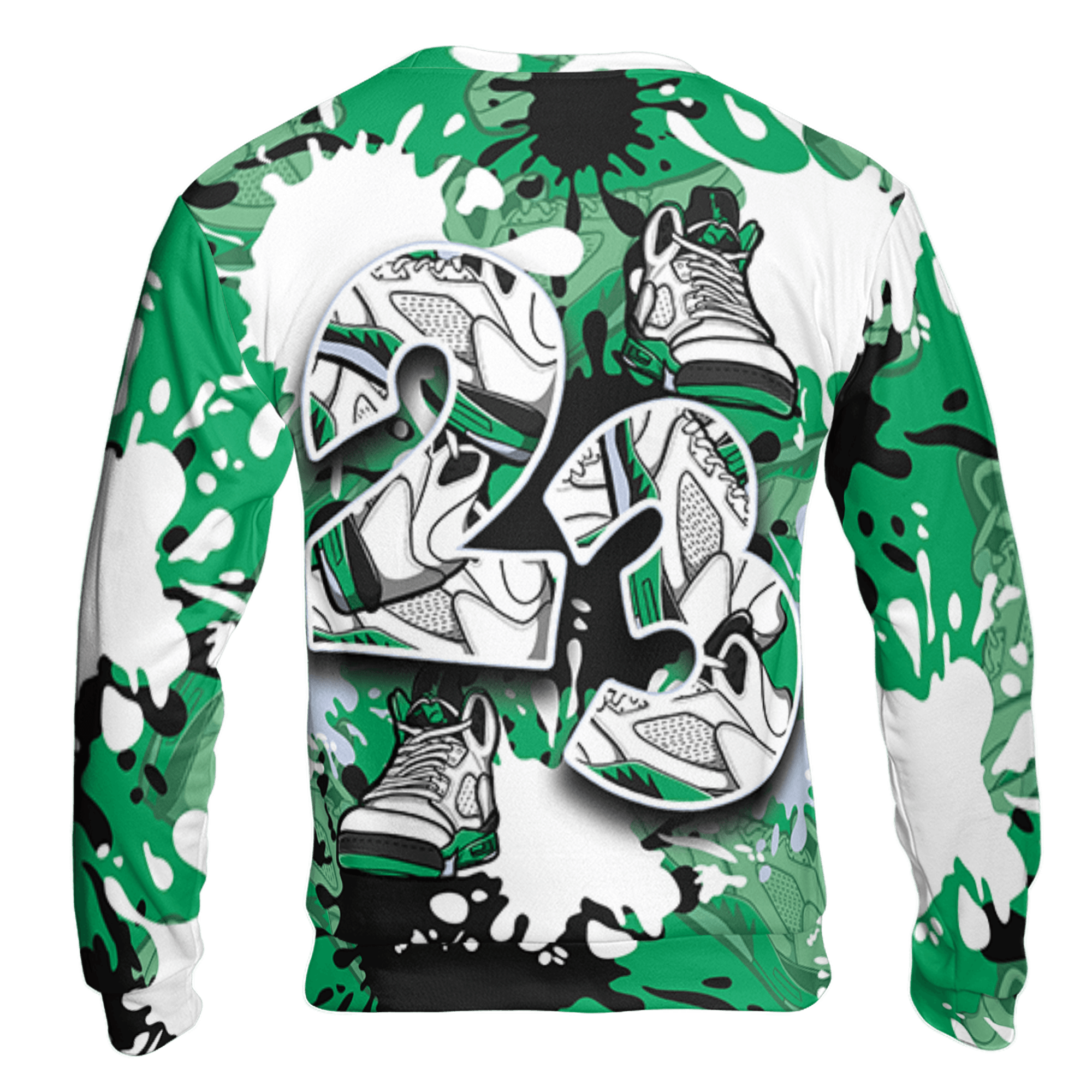 Lucky Green 5s Sweatshirt Match Number 23 Paint Too Many Sneakers - NastyJamz