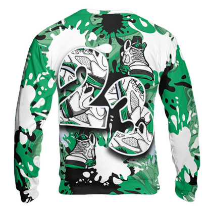 Lucky Green 5s Sweatshirt Match Number 23 Paint Too Many Sneakers - NastyJamz