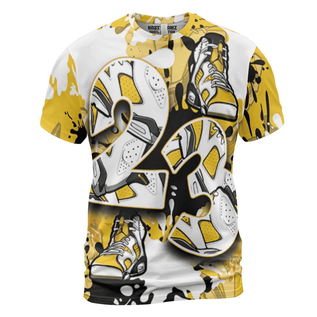 Yellow Ochre 6s T Shirt Match Number 23 Paint Too Many Sneakers - NastyJamz