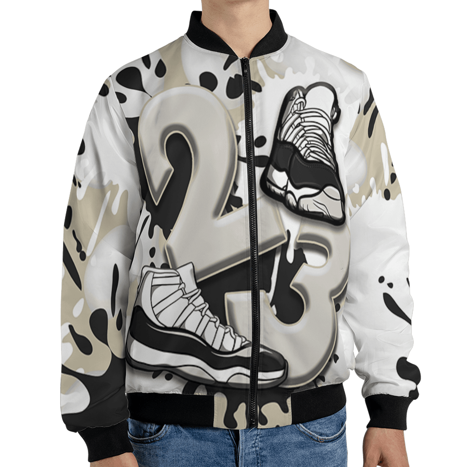 Gratitude 11s Jacket Match Number 23 Paint White Monochrome Ball 3D All-Over Print - NastyJamz
