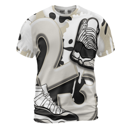 Gratitude 11s T Shirt Match Number 23 Paint White Monochrome Ball 3D All-Over Print - NastyJamz