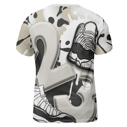 Gratitude 11s T Shirt Match Number 23 Paint White Monochrome Ball 3D All-Over Print - NastyJamz