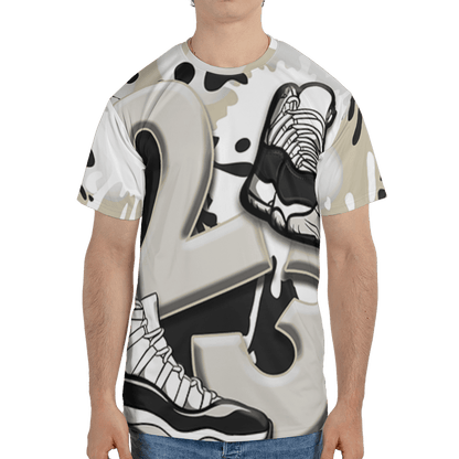 Gratitude 11s T Shirt Match Number 23 Paint White Monochrome Ball 3D All-Over Print - NastyJamz