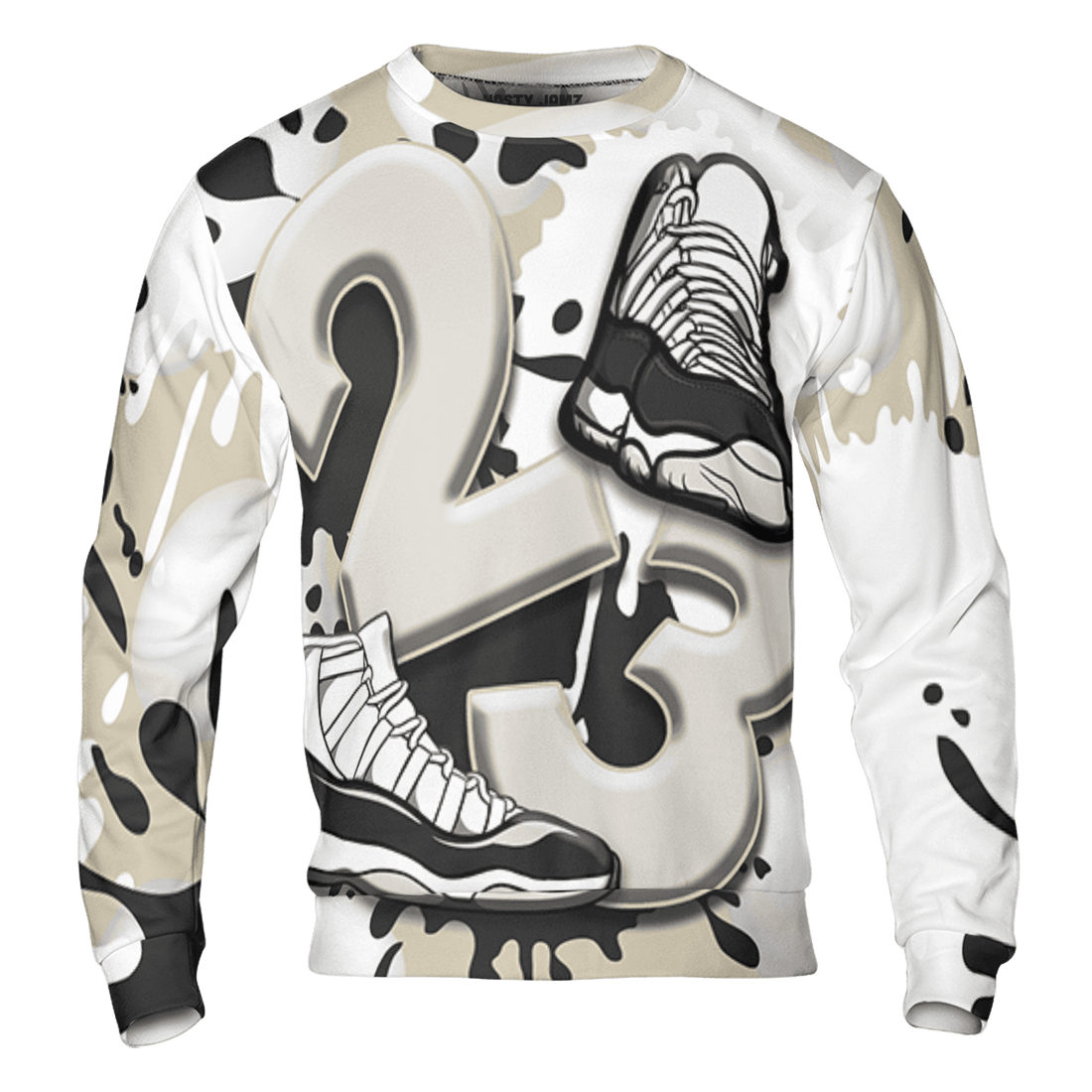 Gratitude 11s Sweatshirt Match Number 23 Paint White Monochrome Ball 3D All-Over Print - NastyJamz