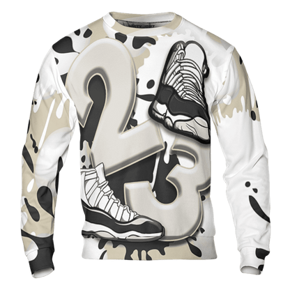 Gratitude 11s Sweatshirt Match Number 23 Paint White Monochrome Ball 3D All-Over Print - NastyJamz