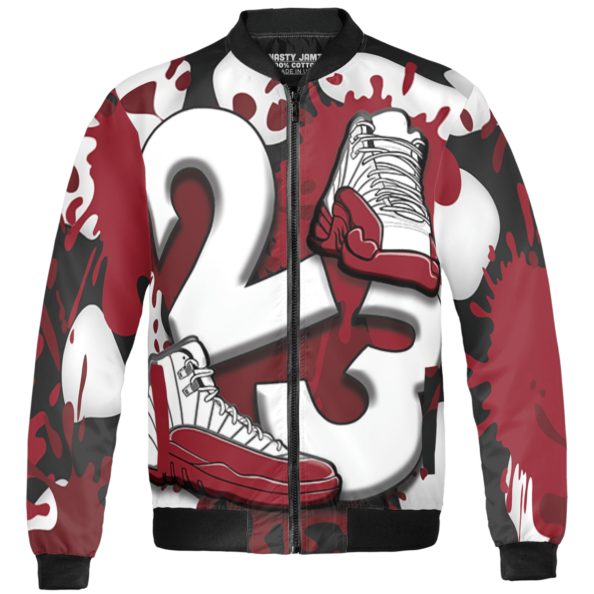 Cherry 12s Jacket Match Number 23 Paint White Monochrome Ball 3D All-Over Print - NastyJamz
