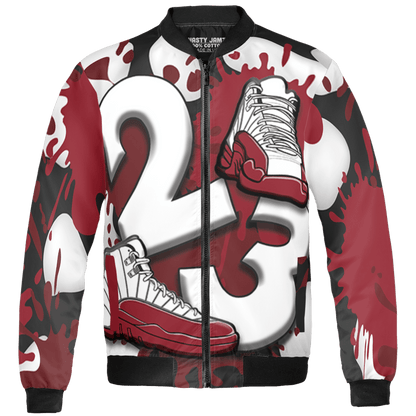 Cherry 12s Jacket Match Number 23 Paint White Monochrome Ball 3D All-Over Print - NastyJamz