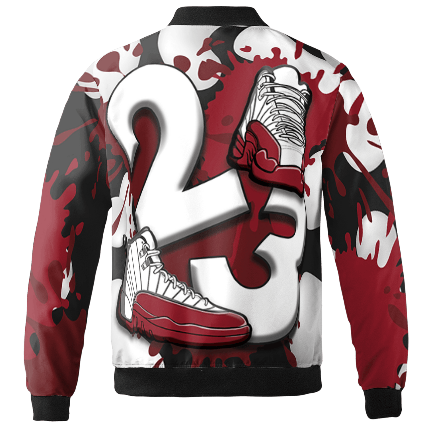 Cherry 12s Jacket Match Number 23 Paint White Monochrome Ball 3D All-Over Print - NastyJamz