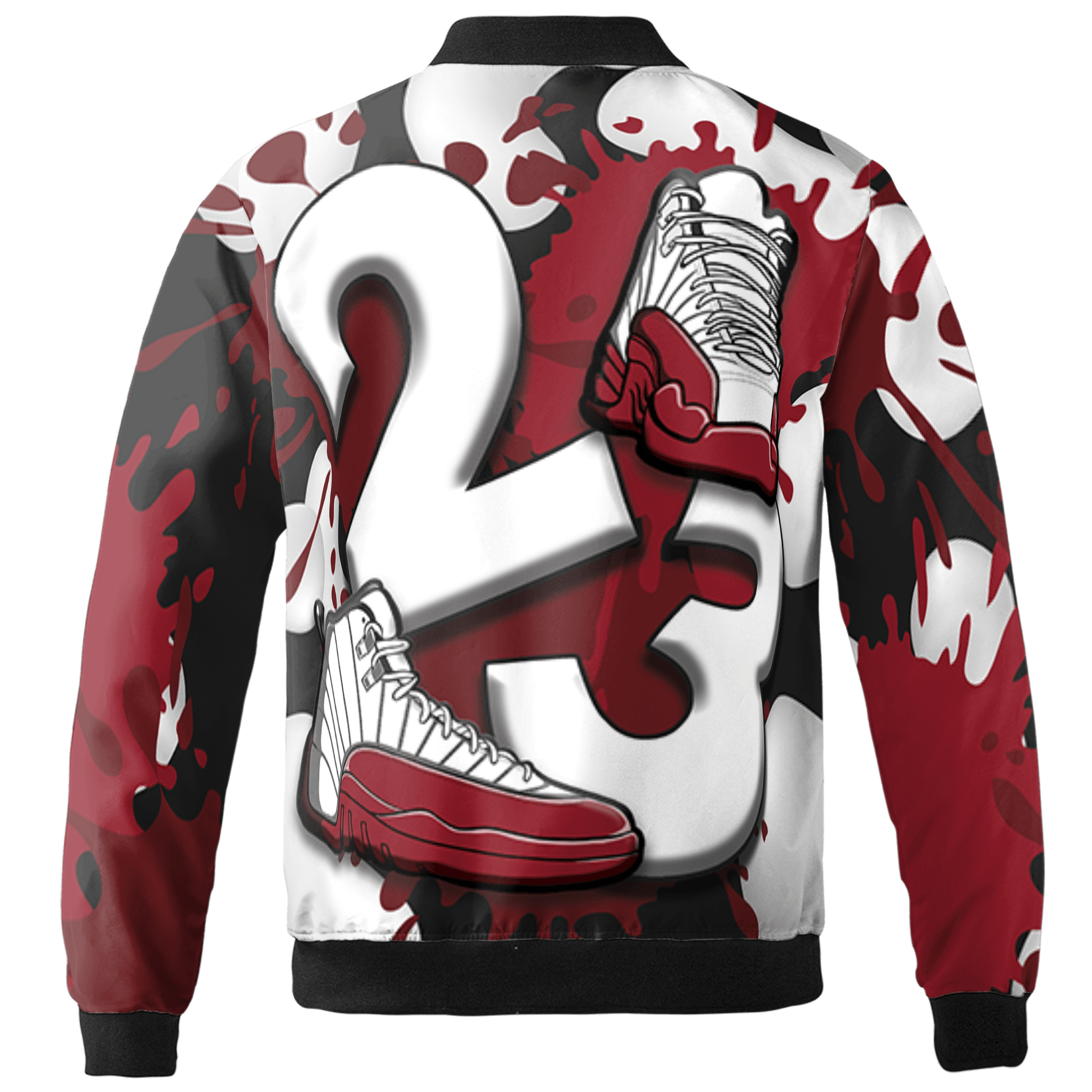 Cherry 12s Jacket Match Number 23 Paint White Monochrome Ball 3D All-Over Print - NastyJamz