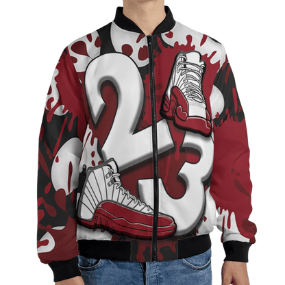 Cherry 12s Jacket Match Number 23 Paint White Monochrome Ball 3D All-Over Print - NastyJamz
