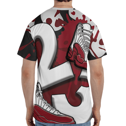 Cherry 12s T Shirt Match Number 23 Paint White Monochrome Ball 3D All-Over Print - NastyJamz