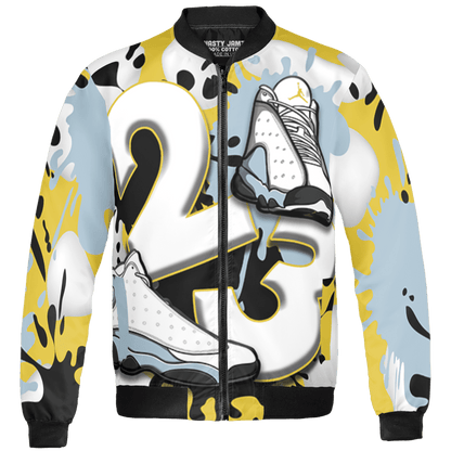Blue Grey 13s Jacket Match Number 23 Paint White Monochrome Ball 3D All-Over Print - NastyJamz