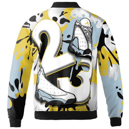 Blue Grey 13s Jacket Match Number 23 Paint White Monochrome Ball 3D All-Over Print - NastyJamz