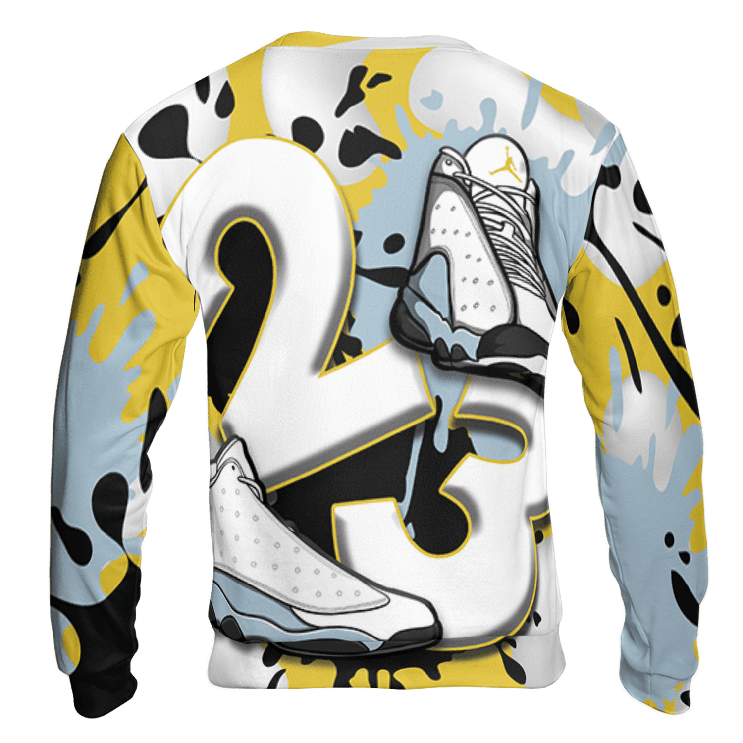 Blue Grey 13s Sweatshirt Match Number 23 Paint White Monochrome Ball 3D All-Over Print - NastyJamz
