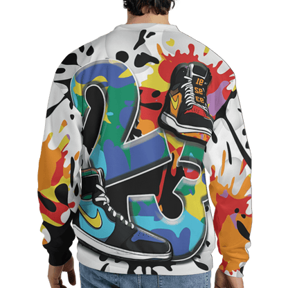 Mid GS Six Championships 1s Sweatshirt Match Number 23 Paint White Monochrome Ball 3D All-Over Print - NastyJamz