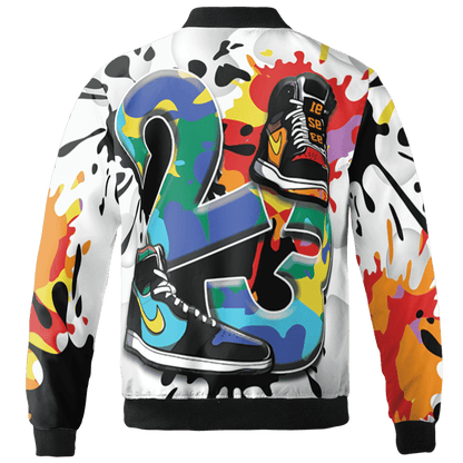 Mid GS Six Championships 1s Jacket Match Number 23 Paint White Monochrome Ball 3D All-Over Print - NastyJamz