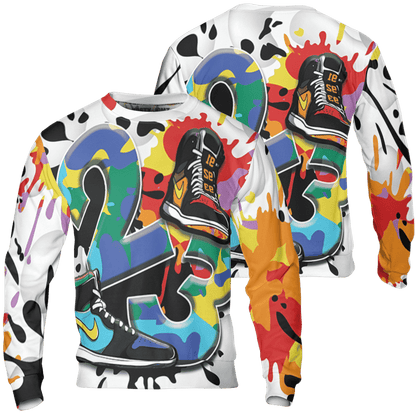 Mid GS Six Championships 1s Sweatshirt Match Number 23 Paint White Monochrome Ball 3D All-Over Print - NastyJamz